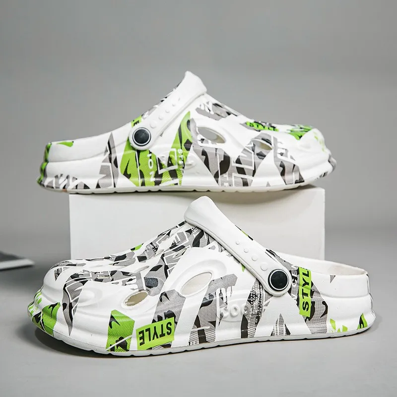 Men'S Shoes Crocs - プラスサイズの新しいメンズスリッパ夏屋外厚い底滑り止めビーチシューズカジュアルサンダルEvaソフトスリッパガーデン下駄