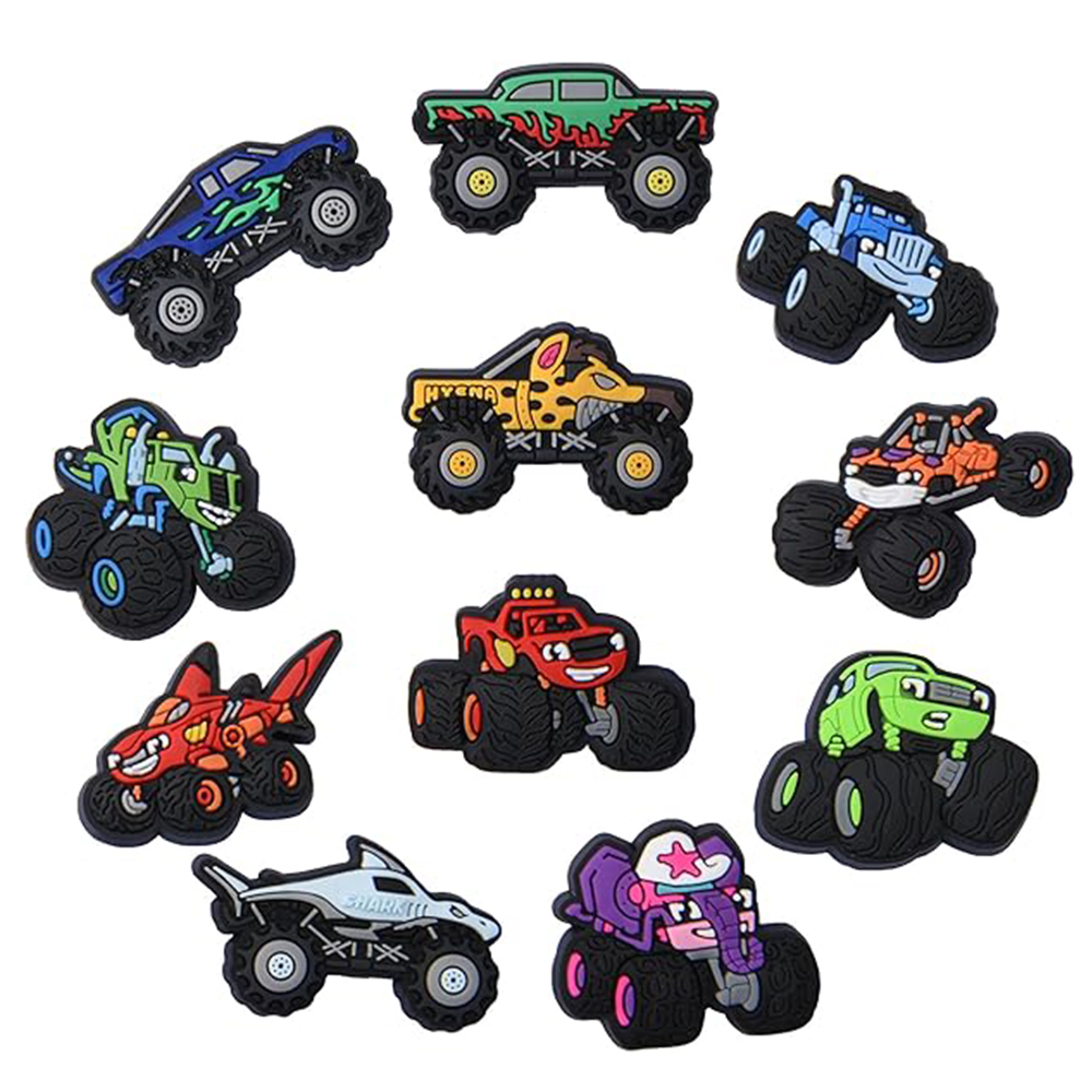 Men'S Shoes Crocs - 11個の車の漫画の靴チャーム、クロックスチャーム、ジビッツチャーム、クロックス漫画チャームアクセサリー、女性男性の靴の装飾用。