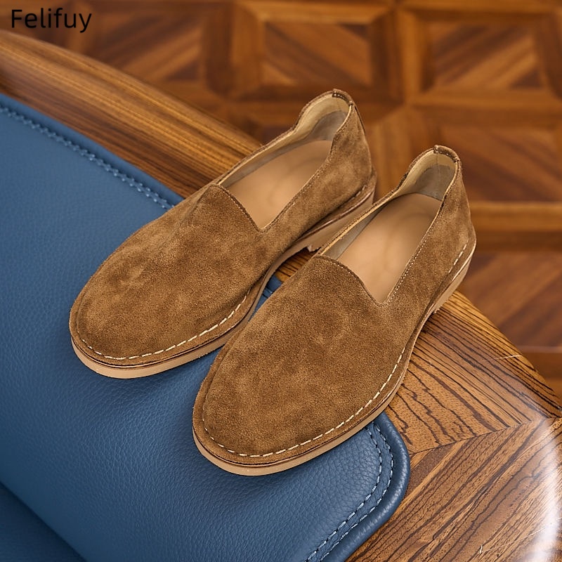 Boat Shoe Leather - 牛革スエードメンズローファー高級本革カジュアルシューズメンズボートシューズハンドメイドメンズスリッポン ドライビングシューズ男性用モカシン