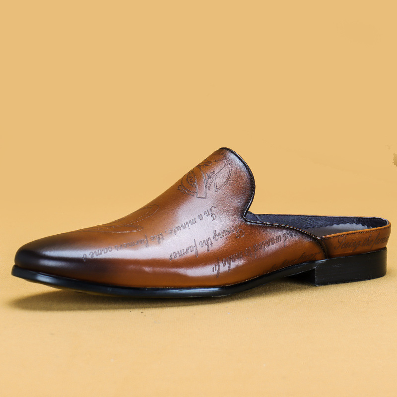 Boat Shoe Leather - イタリアの高級メンズスリッパ本革ローファー男性モカシンカジュアルノンスリップ男の靴夏のファッションハーフシューズ男性のための
