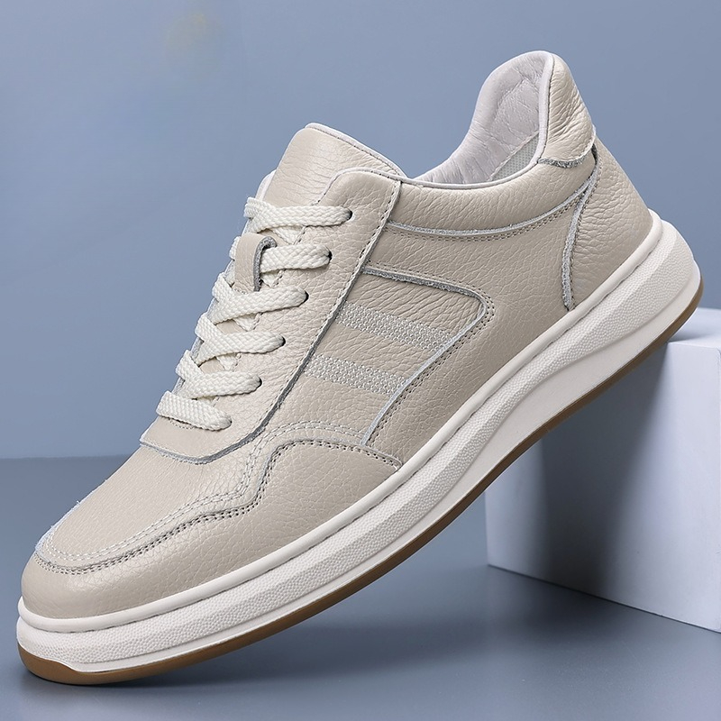 Boat Shoe Leather - メンズ本革カジュアルシューズプレミアムトップグレインホワイトスニーカープラットフォームソール快適で耐久性のあるファッションフットウェアスニーカー