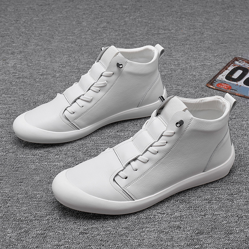 Boat Shoe Leather - 2025年秋 メンズ本革ハイカットスニーカー スケートシューズ 厚底ソール 快適 カジュアル