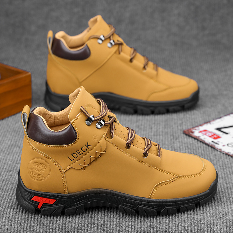 Men Shoes Office - 男性ヴィンテージ大型サイズ 48 ハイアンクルブーツ手作りオールシーズン快適な作業靴アウトドア男性ハイキングオフィスカジュアルスニーカー