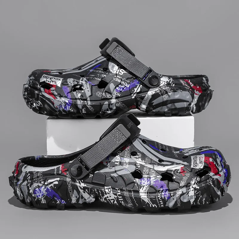 Men'S Shoes Crocs - 夏の新作メンズサンダル、ホームガーデンシューズ、アウトドアビーチスリッパ、滑り止めと快適なソフトソールサンダルとスリッパ
