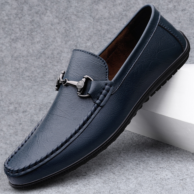 Boat Shoe Leather - 新しい黒の靴男性ローファー通気性ソフトモカシン男高品質カジュアルレザーボートシューズ男性フラット男性ドライビングシューズ