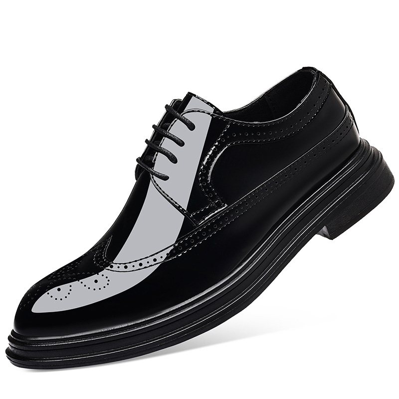 メンズ パテントレザー ブローグ ドレスシューズ レースアッ - Men Shoes For Wedding のレビューと価格