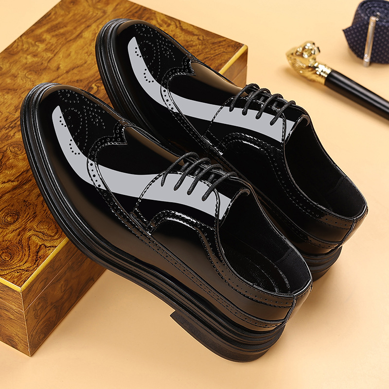 メンズ パテントレザー ブローグ ドレスシューズ レースアッ - Men Shoes For Wedding のレビューと価格