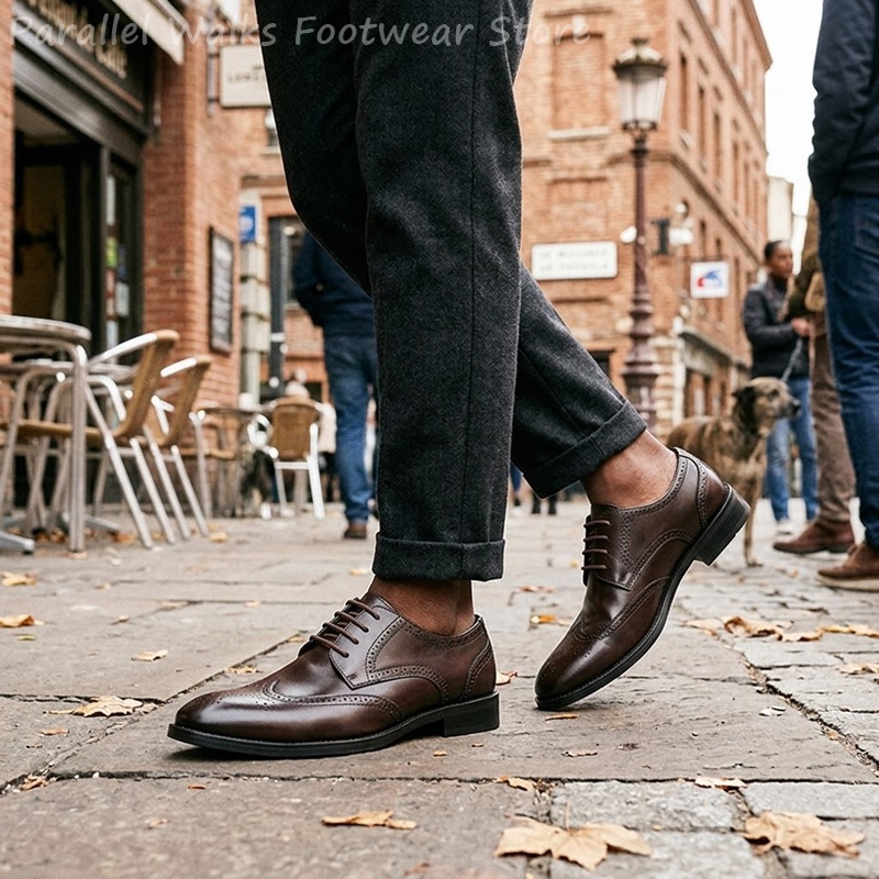 メンズブローグダービーシューズフォーマルウィングチップドレス - Men Shoes For Wedding のレビューと価格