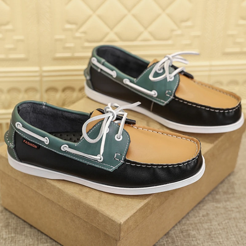 男性用の本革モカシン,カジュアルなビジネスシューズ,柔らかい - Boat Shoe Leather のレビューと価格