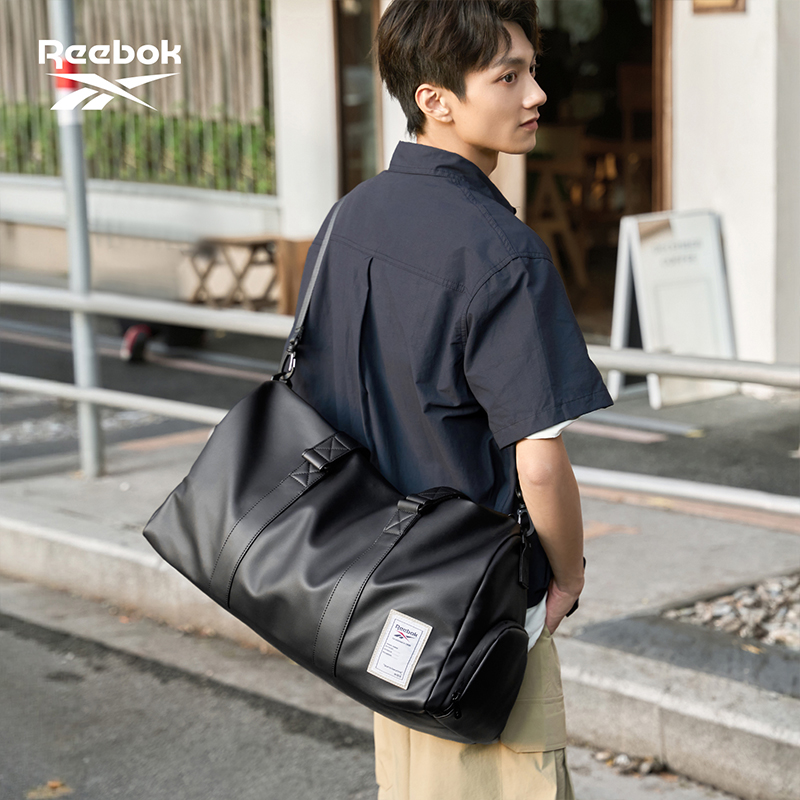 リーボック 大容量 ブラックレザー ダッフルバッグ 男女兼用 - Men Shoes Reebok のレビューと価格