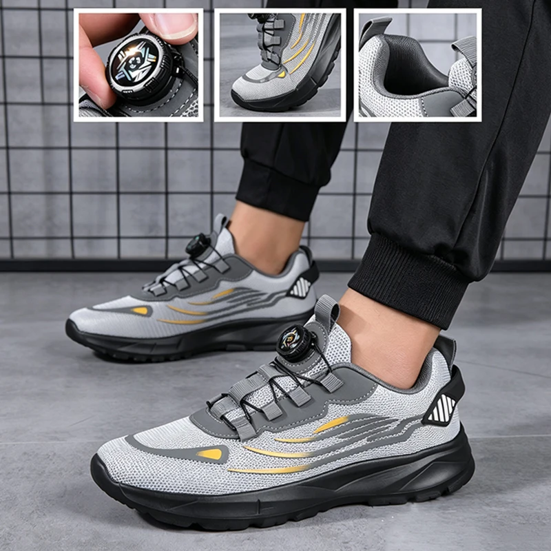 通気性メッシュメンズシューズトレンディな軽量ウォーキングフラ - Men'S Shoes For Gym のレビューと価格