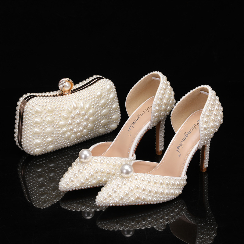女性用バッグと靴のセット パールウェディングシューズ ホワイ - Men Shoes For Wedding のレビューと価格