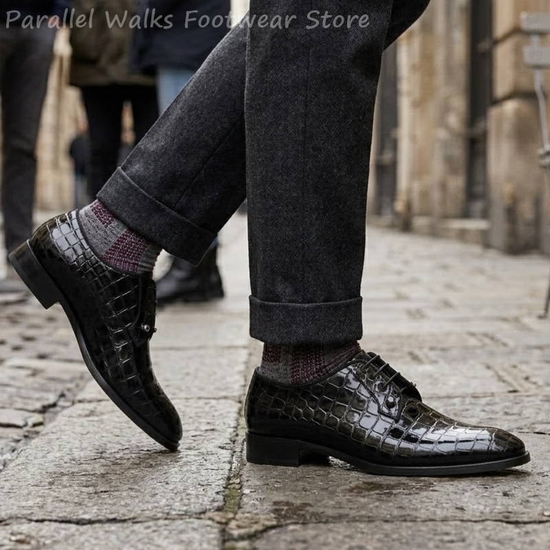 メンズ パテントレザー オックスフォードシューズ クロコダイ - Men Shoes For Wedding のレビューと価格
