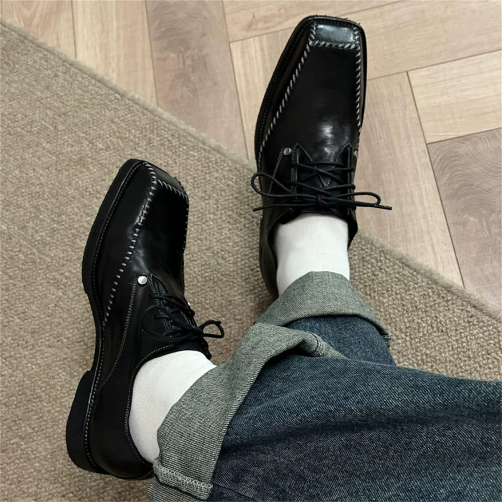 メンズダービーシューズ ブリティッシュスタイル スクエアトゥ - Men Shoes For Wedding のレビューと価格
