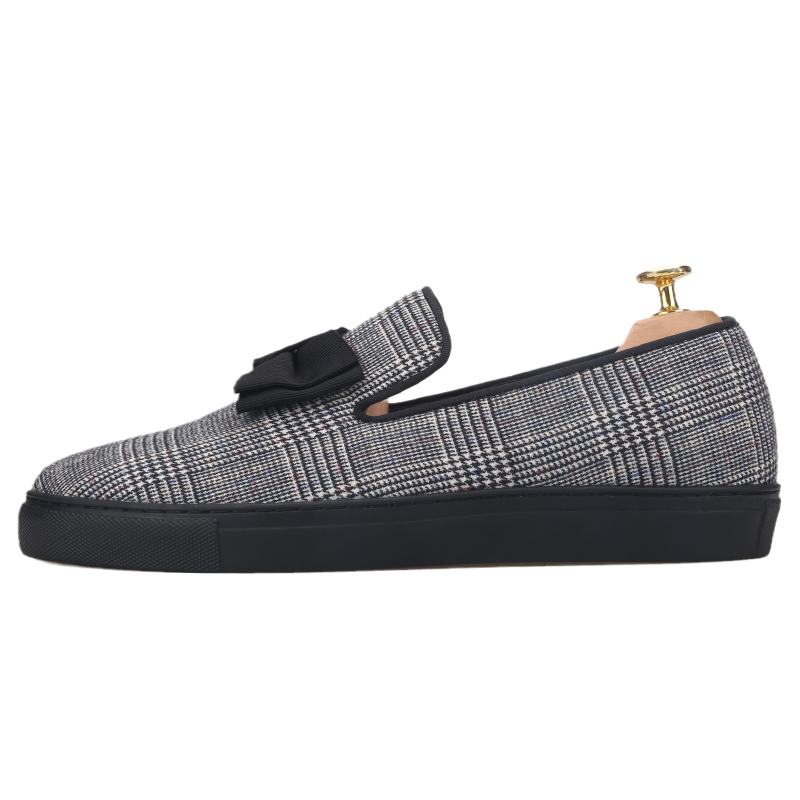 ピアギタール ウェルシュチェック生地の手作りリボン付きメンズ - Boat Shoe Leather のレビューと価格