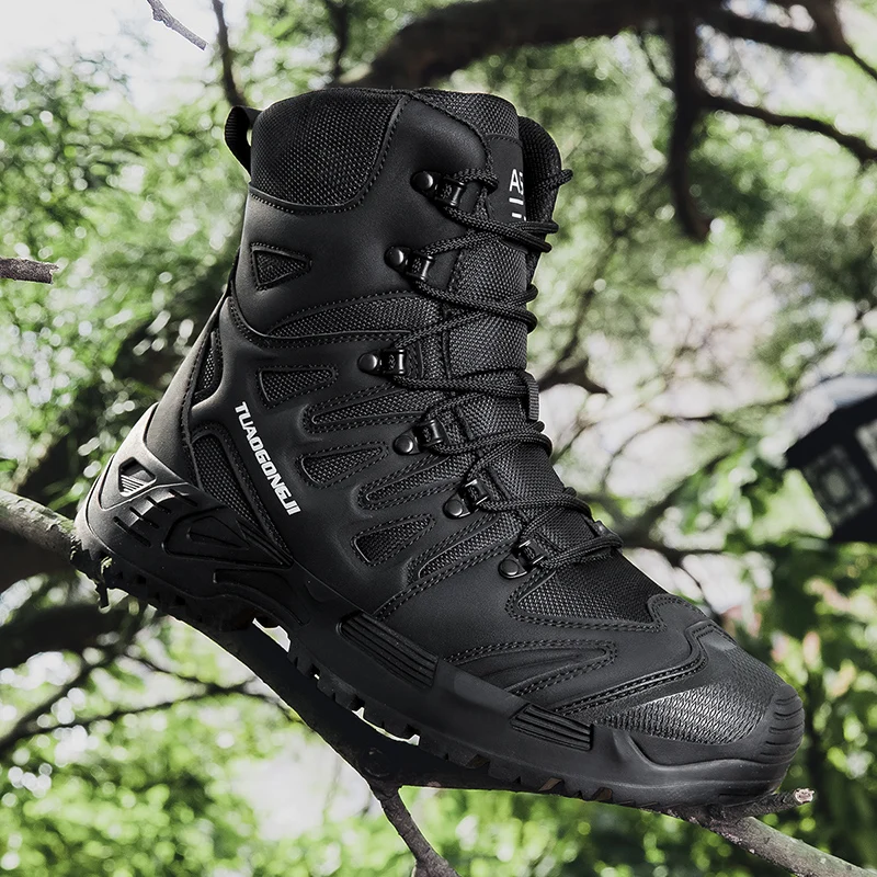 男性の屋外ハイキング戦術ブーツ足首デザートブーツスポーツ登山 - Men Shoes Office のレビューと価格