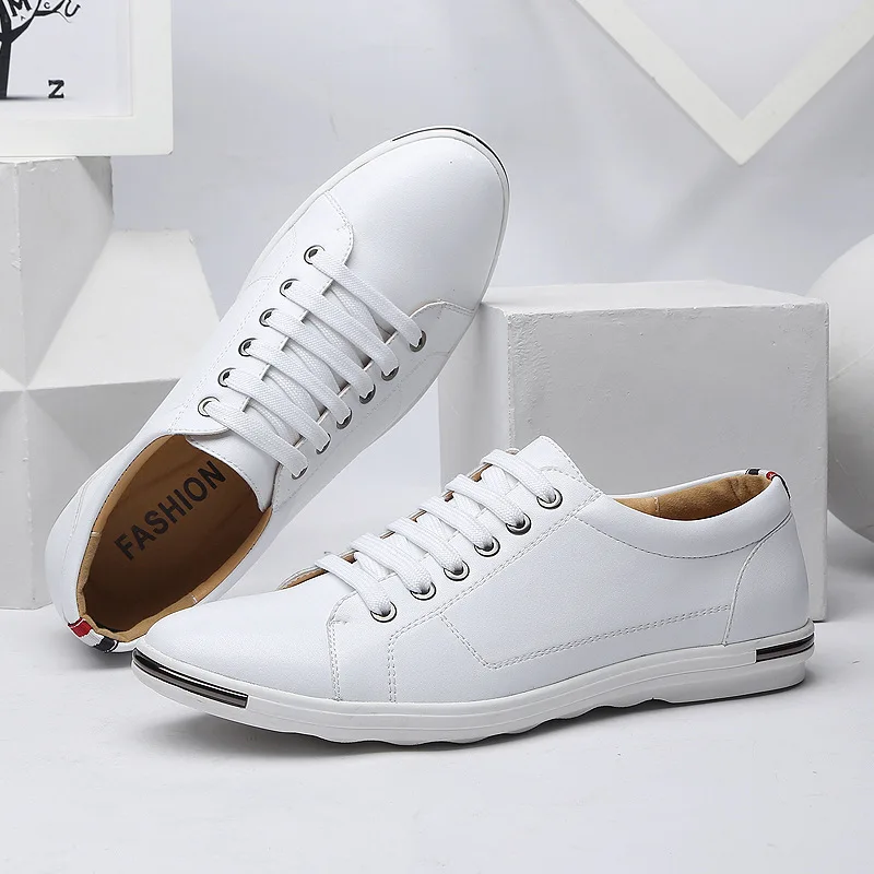 男性用の白い通気性のあるスニーカー,革,運転,ウォーキング, - Boat Shoe Leather のレビューと価格