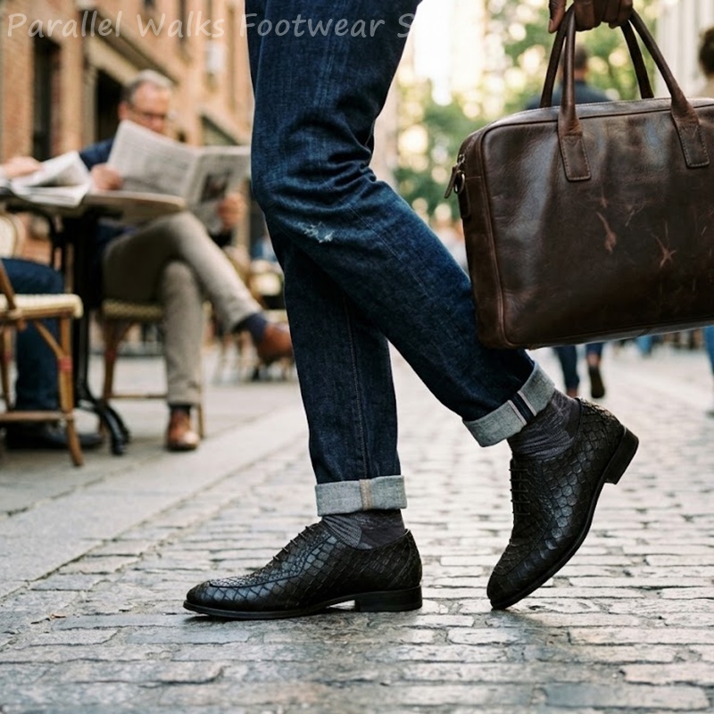 サルタリアルメンズオックスフォードシューズ、魚鱗模様のエンボ - Men Shoes For Wedding のレビューと価格