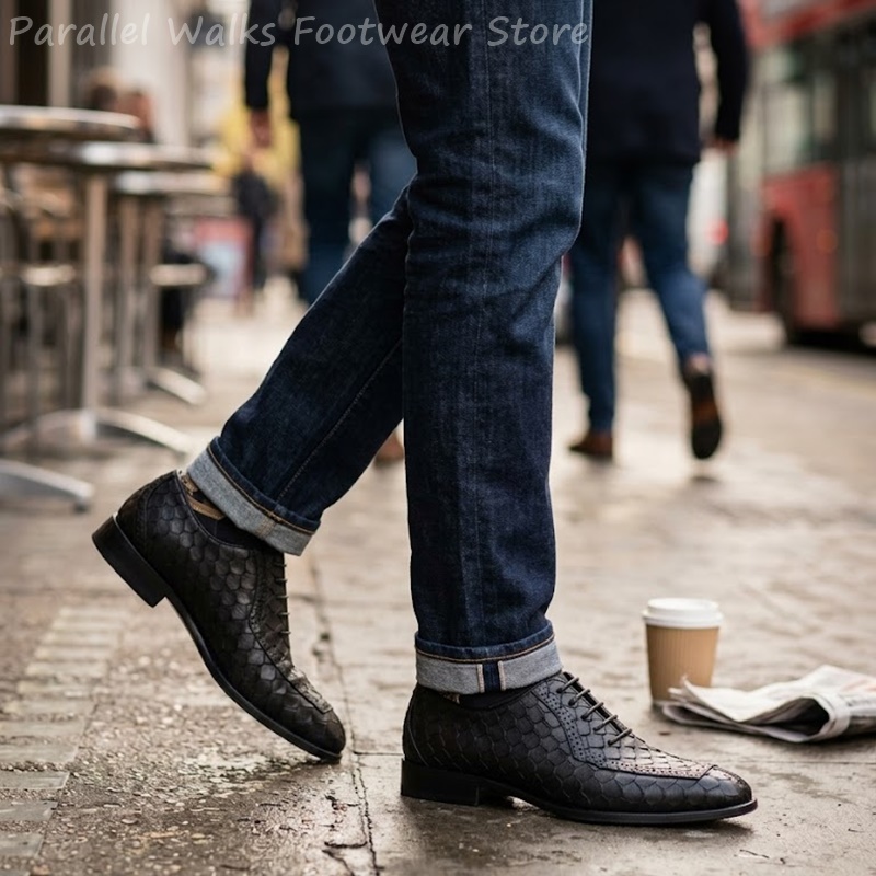 サルタリアルメンズオックスフォードシューズ、魚鱗模様のエンボ - Men Shoes For Wedding のレビューと価格