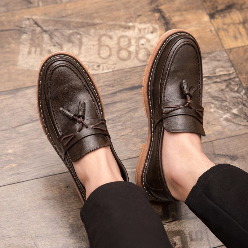 新しいスリッポン厚底カジュアルレザーシューズ、ブリティッシュ - Boat Shoe Leather のレビューと価格